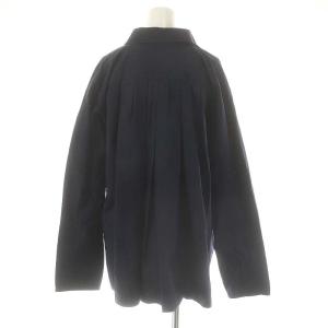 MARNI バックタック フレアシャツ ブラウス 長袖 フロントボタン コットン F 紺 ネイビー /YQ OS