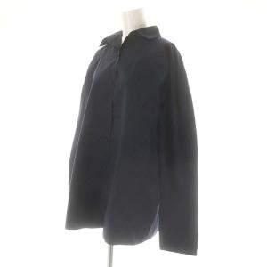 MARNI バックタック フレアシャツ ブラウス 長袖 フロントボタン コットン F 紺 ネイビー /YQ OS