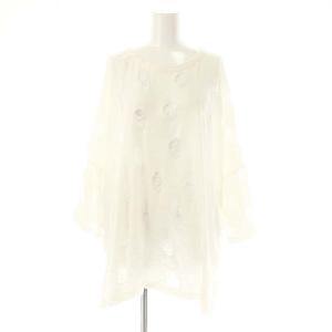 ヨウジヤマモト 22SS オーバーサイズダメージ加工カットソー 長袖 ドット ドルマンスリーブ 2 オフホワイト