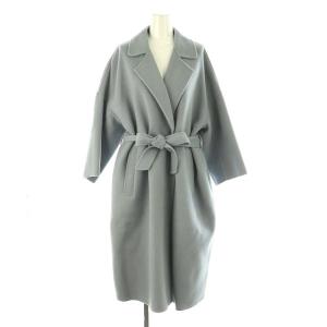 ステンカラーオーバーコート アウター ベルト付き ウール 0 M アイスブルー /YQ OS