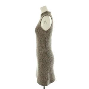 SNIDEL 24AW ミニニットワンピース ノースリーブ F ベージュ ダークブラウン グレー
