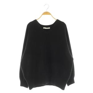 23AW AQUA Vネックプルオーバー ニット セーター 長袖 オーバーサイズ カシミア混ウール 黒
