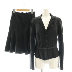 スーツ フォーマル セットアップ 上下2点セット ピンストライプ ウール ペプラムジャケット スカート