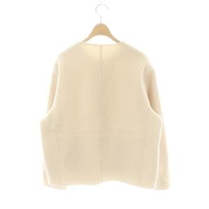 23区 ウールリバー ショートコート ノーカラー ジップアップ 40 アイボリー