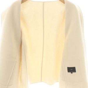 23区 ウールリバー ショートコート ノーカラー ジップアップ 40 アイボリー