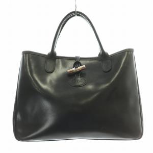 Roseau ロゾ レザー ハンドバッグ レザー ロゴ 黒 ブラック /BB OF