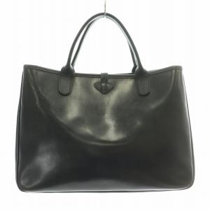 Longchamp Roseau ロゾ レザー ハンドバッグ レザー ロゴ 黒 ブラック /BB OF
