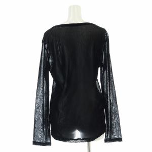 Y's 19AW メッシュベルベットナイロンカットソー 長袖 2 M 黒 ブラック