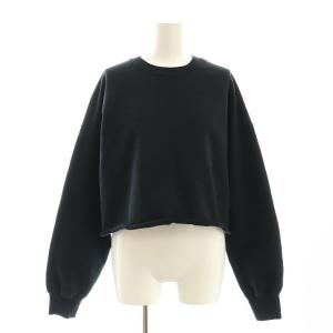 Cropped スウェット プルオーバー カットソー 長袖 クロップド丈 黒 ブラック