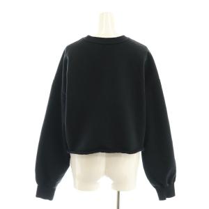 EVERYDAY I LIKE Cropped スウェット プルオーバー カットソー 長袖 クロップド丈 黒 ブラック