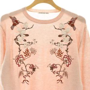 VIVIENNE TAM ニット セーター 長袖 刺繍 ウール混 38 ピンクベージュ