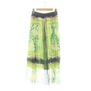 パワーネット タツノオトシゴ サボテン ギャザースカート ロング マキシ丈 フレア 総柄 イージー 1