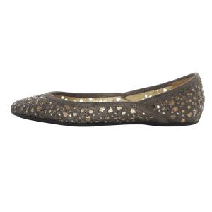 JIMMY CHOO ラインストーン 装飾カットアウト フラットパンプス 37.5 24.5cm グレー