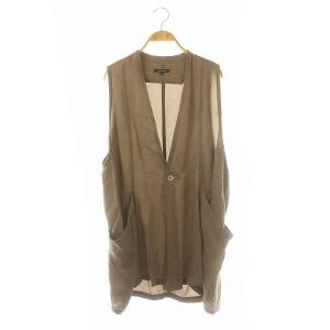  ロングジレ ベスト ノースリーブ フロントボタン Vネック 36 S モカ /YQ OS