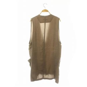 pas de calais  ロングジレ ベスト ノースリーブ フロントボタン Vネック 36 S モカ /YQ OS