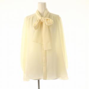 23AW ジョーゼットボウブラウス シフォン 長袖 36 アイボリー /DF OS