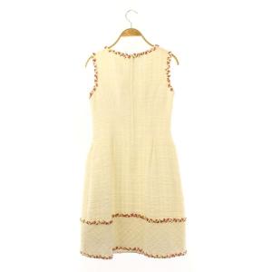 René フラワーツイードドレス ワンピース ひざ丈 ノースリーブ 34 S 白 ホワイト /YQ OS