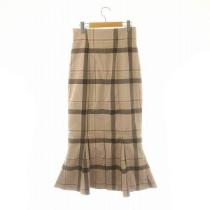 SNIDEL 24AW ハイウエストマーメイドスカート チェック ロング ストレッチ 1 グレージュ 黒 チャコール