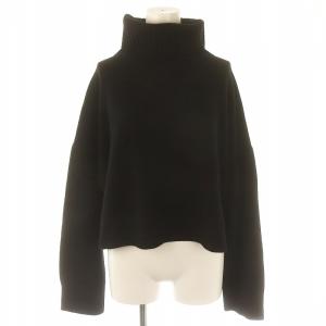 23AW Cropped タートルネックプルオーバー ニット セーター 長袖 クロップド カシミヤ混 F 黒 ブラック