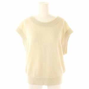 24SS LINEN COTTON SILK ニットベスト フレンチスリーブ プルオーバー 麻 リネン シルク混 2 ライトベージュ