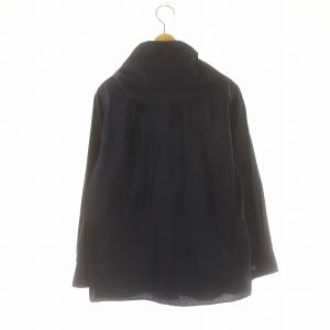 MARGARET HOWELL 23SS FINE COTTON SILK ネッカチーフブラウス 長袖 ビッグカラー シルク混 1 紺