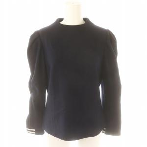 GRACE SHOULDER WOOL TOP トップス カットソー 長袖 パフスリーブ 38 紺 ネイビー