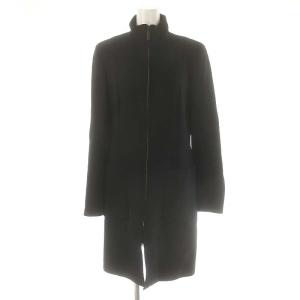 コート ジップアップ ハイネック ロング アウター ウール I42 黒 ブラック /MI OS