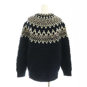 Drawer ノルディックニット セーター 長袖 プルオーバー ウール F 紺 ネイビー