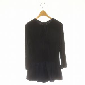 BORDERS at BALCONY 素材切り替え ペプラムトップス カットソー 七分袖 ニット 38 紺 ネイビー