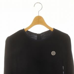 BORDERS at BALCONY 素材切り替え ペプラムトップス カットソー 七分袖 ニット 38 紺 ネイビー