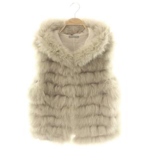 PIENO FUR URBANA フォックスファーベスト フード 前開き ウール 38 ベージュ /DO