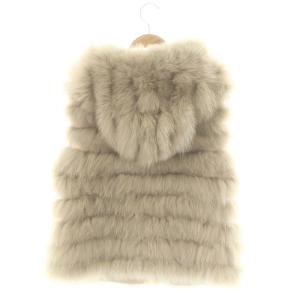 theory luxe PIENO FUR URBANA フォックスファーベスト フード 前開き ウール 38 ベージュ /DO