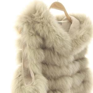 theory luxe PIENO FUR URBANA フォックスファーベスト フード 前開き ウール 38 ベージュ /DO