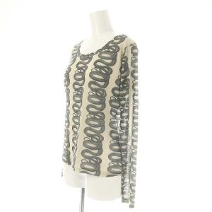 HYSTERIC GLAMOUR 23SS SNAKELOOP柄Tシャツ カットソー ロンT 長袖 シアー F ライトベージュ 黒 ブラック