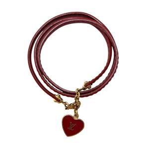 LOUIS VUITTON ブラスレ コミット 3重巻き ブレスレット LVハート エナメル 赤 レッド ゴールドカラー M6625F