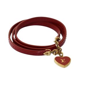 LOUIS VUITTON ブラスレ コミット 3重巻き ブレスレット LVハート エナメル 赤 レッド ゴールドカラー M6625F