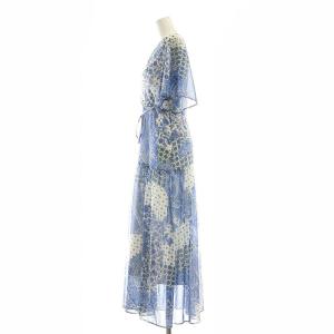 GRACE CONTINENTAL 24SS ペイズリーカシュクールワンピース ロング丈 半袖 Vネック 36 青 ブルー 白 ホワイト