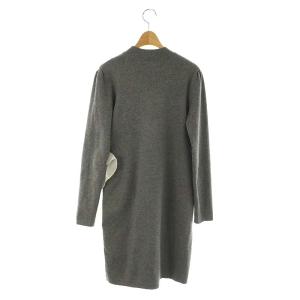 CELFORD 24AW ラッフルデザインドッキングニットワンピ ひざ丈 長袖 38 M グレー 白 ホワイト
