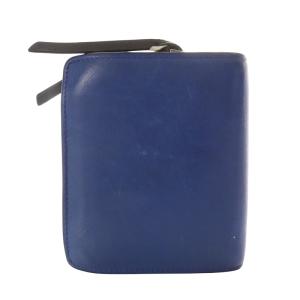 LOEWE フクロウ スペック アナグラム レザー コンパクトウォレット 財布 二つ折り レザー ラウンドファスナー レザー 青 ブルー