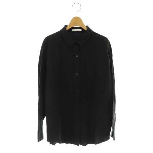 長袖シャツ チュニック丈 黒 ブラック