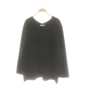 24AW Lia VネックSweaterセーター ニット 長袖 リブ カシミヤ混 黒 ブラック