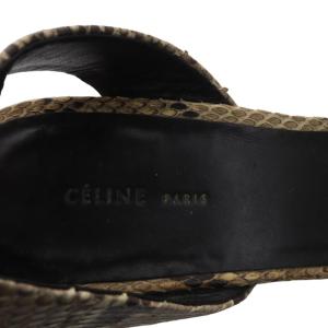 CELINE フィービー期 サンダル パイソン ウェッジソール レザー 23cm ベージュ /AK22 SH