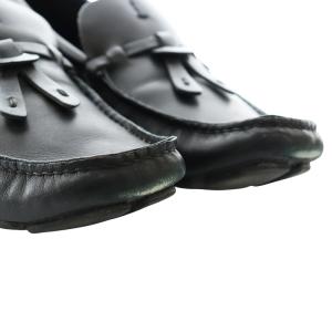 PRADA ドライビングモカシンシューズ ローファー スクエアトゥ 37 24.0cm 黒 ブラック