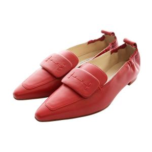 Elle SHOP限定 ポインテッドトゥ ローファー パンプス レザー 37.5 24.5cm 赤 レッド