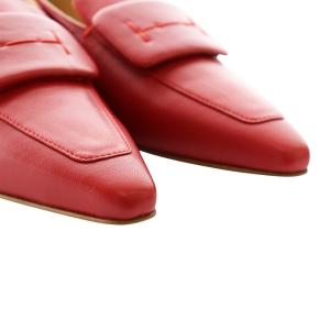 Nebuloni Elle SHOP限定 ポインテッドトゥ ローファー パンプス レザー 37.5 24.5cm 赤 レッド