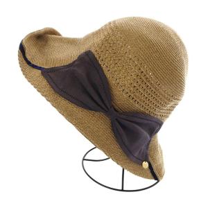 Athena New York ペーパーハット 麦わら帽子 リボン 茶色 ブラウン