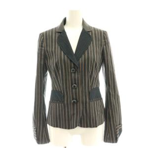 MOSCHINO CHEAP AND CHIC セットアップ 上下 2点セット ストライプ テーラードジャケット スカート 膝丈 プリーツ ウール I38
