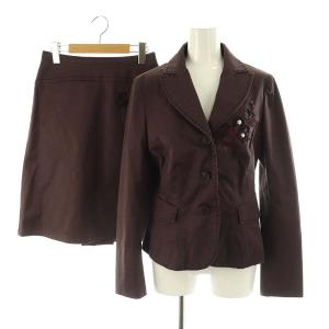 スーツ フォーマル セットアップ 上下2点セット ジャケット 台形スカート ひざ丈 ビジュー フラワーモチーフ