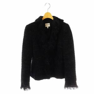 フリルツイード ジャケット 38 ブラック /DF OS