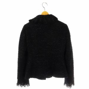 ARMANI COLLEZIONI フリルツイード ジャケット 38 ブラック /DF OS
